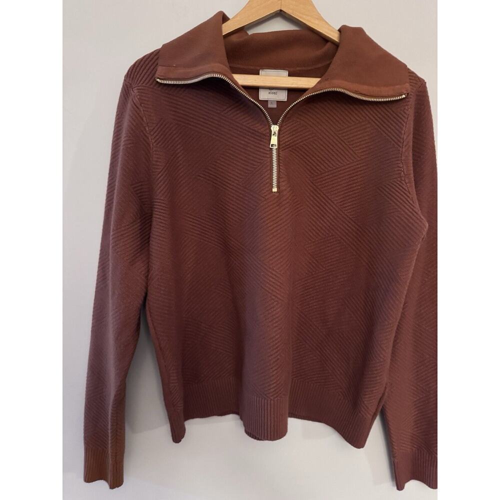 Sioni Women's Quarter Zip Pull Over Textured Sweater size large